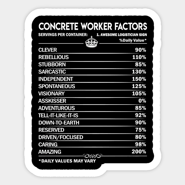 Concrete Worker T Shirt - Daily Factors 2 Gift Item Tee Sticker by Jolly358